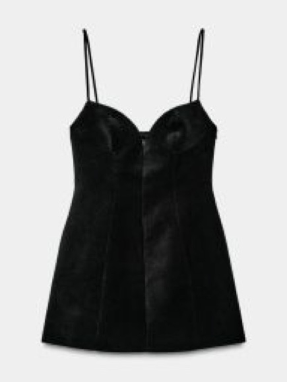 Zara Black Mini Velvet Dress with Spaghetti Straps